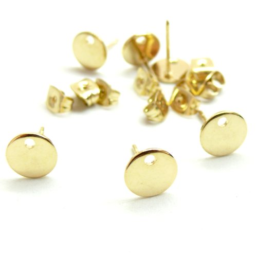 H11q22308a – lot de 4 boucles d’oreilles, clous puces 12 mm – acier inoxydable 304 doré à l’or fin 18k