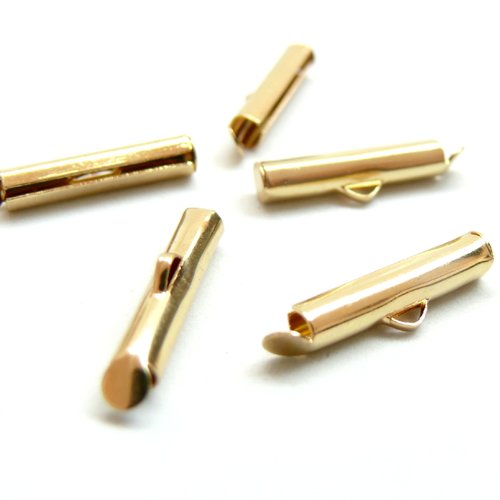 H11c04408dg – lot de 4 embouts pince tubes 30mm miyuki, tissage, chaine à billes – acier inoxydable 304 doré à l'or fin 18k