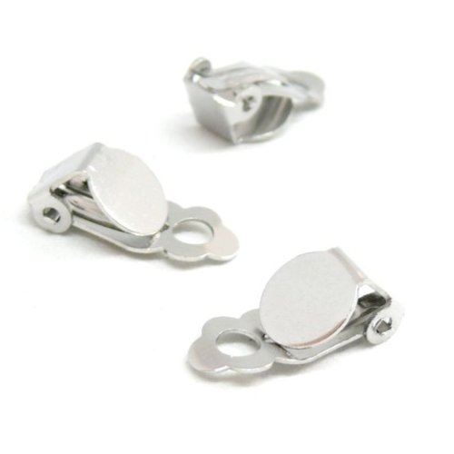 H11t04533a – lot de 6 supports de boucles d’oreilles clips – plateau lisse 8 mm – acier inoxydable finition argentée