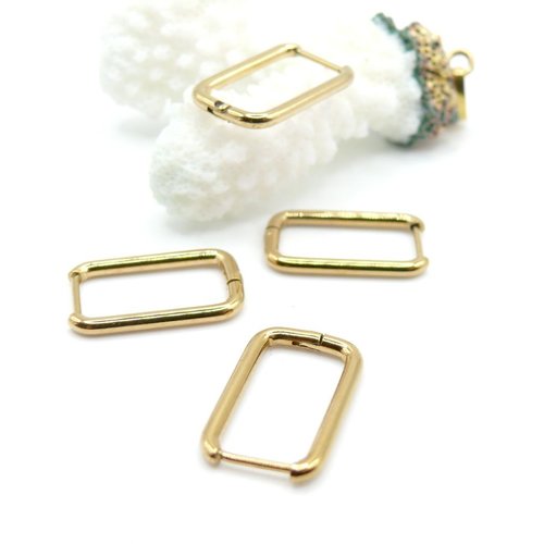 H11z12701g03 – lot de 2 créoles rectangle 20 x 2 mm – acier inoxydable 316 doré à l’or fin 18k