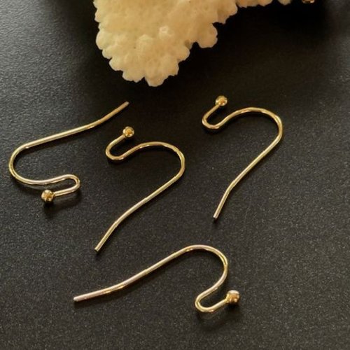 H11e14509c – lot de 4 boucles d’oreilles crochets 21 mm avec bille – acier inox 304 – doré à l’or fin 18k, placage ionique (ip)