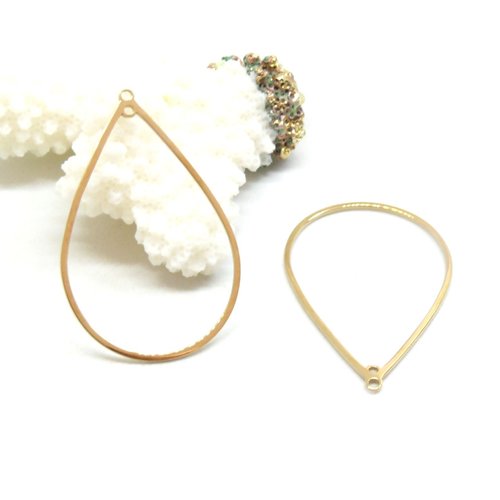 H11c04814g – lot de 1 pendentif connecteur goutte géométrique 40,5mm – laiton doré 24kt placage ionique