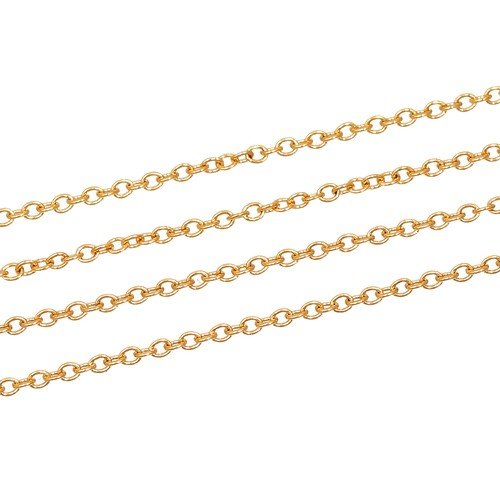 H11h00904g – lot de 1 mètre chaine maille jaseron fine 2mm – acier inoxydable 304 doré à l'or fin 18k placage ionique