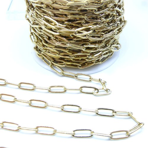 H11m00201g – lot de 1 mètre de chaîne maille rectangle 10x4mm – acier inoxydable 304 doré ionique