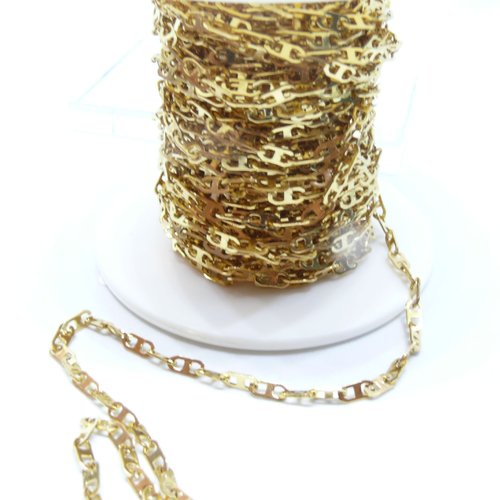 H11h00714g – lot de 50 cm de chaine maille marine 5x2mm – acier inoxydable 304 doré placage ionique