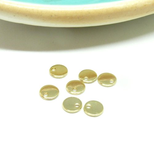 H11f07507a – lot de 10 pendentifs médaillon 10 mm – acier inoxydable 304 doré – placage ionique