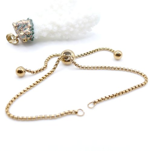 H11p36003g – lot de 1 bracelet réglable intercalaire 22cm acier inoxydable 304 maille paloma doré 18k ionique