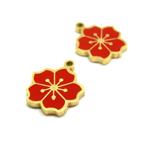 H11d01803g – lot de 1 pendentif feuille de ginkgo biloba 22mm – acier inoxydable 304 doré placage ionique