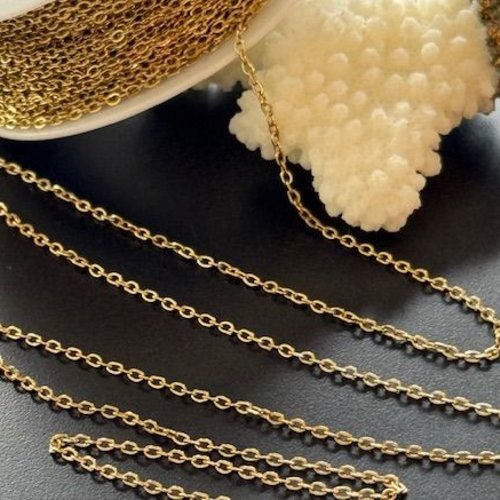 H11h01701g –  lot de 2 mètres maille jaseron fine 2mm en acier inoxydable 304 placage ionique doré