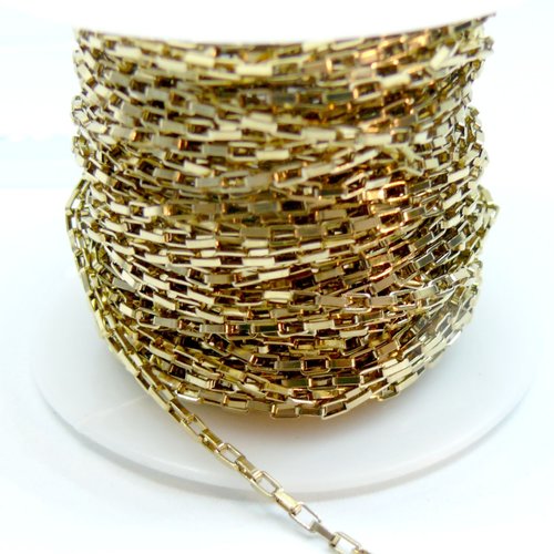 H11h00727g – lot de 50 cm chaîne maille vénitienne rectangle 3x1.8 mm – acier inoxydable 304 doré ionique