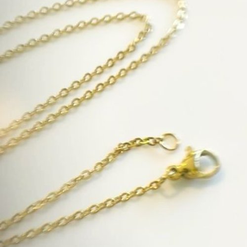 H11k00420g – lot de 2 colliers 40 cm, maille fine 2 mm – acier inoxydable 304 doré, placage ionique