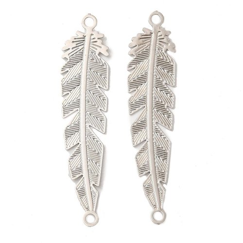 H11q79218p– lot de 4 estampes filigrane connecteur plume 35mm laiton finition argent