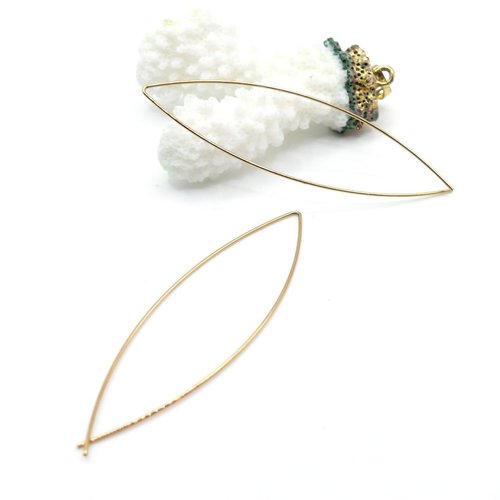 H11l23701g – lot de 2 boucles d’ oreilles dormeuses grand crochet forme poisson 60 mm – acier inoxydable 304 doré placage ionique ip