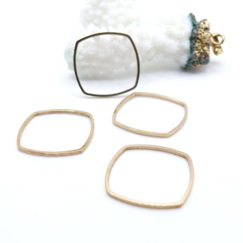 H11c03009cg – lot de 8 pendentifs connecteur carré arrondi 20 mm – acier inoxydable 304 doré