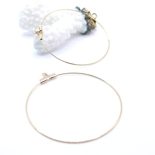 H11f19109ge – lot de 4 boucles d’oreilles créoles cintres 45 mm – acier inoxydable 304 doré 18k