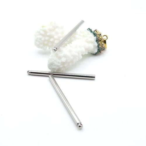 H11s117003b01 – lot de 10 pendentifs tige tube 45 x 3 mm – acier inoxydable argenté