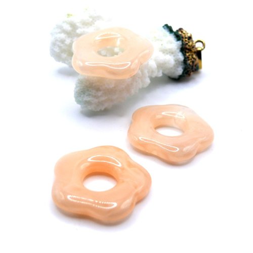 Bu112411251353243236 ref 6 – lot de 4 pendentifs fleur résine acrylique 25mm – saumon pale