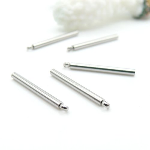 H11l232018b – lot de 10 pendentifs tige tube 22.5 mm – acier inoxydable argenté
