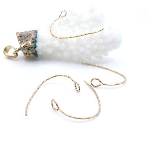 H11d18304g – lot de 4 boucles d'oreille crochets martelées 23mm – acier inoxydable 316l doré, ionique