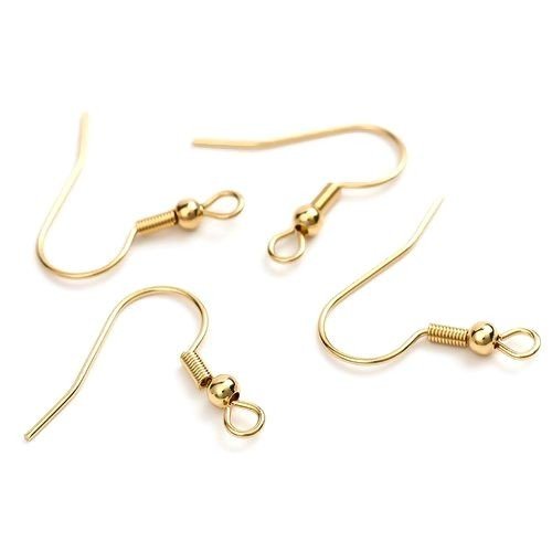H11m28806gb – lot de 8 crochets boucles d'oreille 19mm – acier inoxydable 316 doré à l'or fin 18k ionique