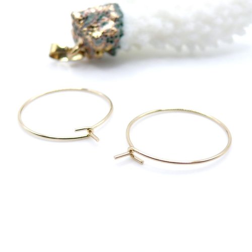 H11j02501cg02 – lot de 8 boucles d'oreille créoles tiges 25mm – acier inoxydable 316l doré à l' or fin 18k, ionique