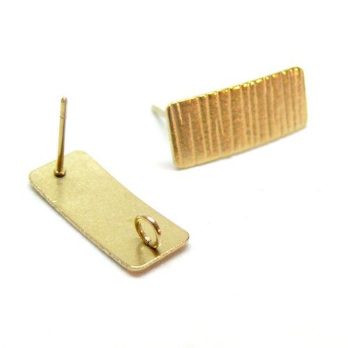 H11b03408g – lot de 2 boucles d'oreilles puce rectangle martelée 20mm acier inoxydable 304 doré placage ionique