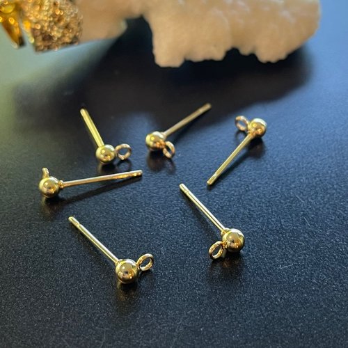 H11e16344g– lot de 8 puces bille 3mm avec attache – acier inoxydable 316 doré 18k, placage ionique