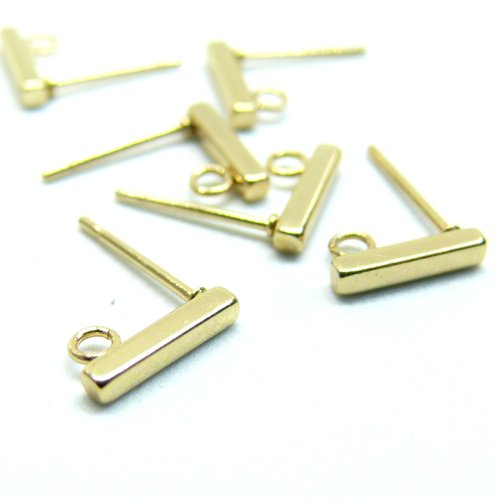 H11e48203bga – lot de 4 boucles d'oreilles puce rectangle 10mm – acier inoxydable 316l doré à l'or fin 18k placage ionique