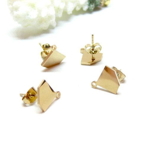 H11hi20656g – lot de 4 boucles d’oreille puce diamant 10.5mm avec attache – acier inoxydable 304 doré ionique