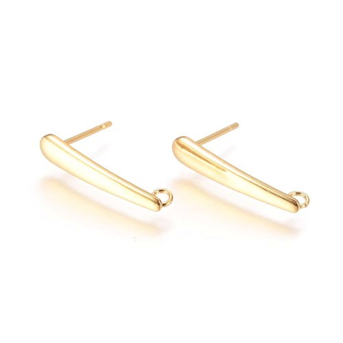 H11h46705g – lot de 4 boucles d’oreille puce tige 15mm avec anneau  – acier inoxydable 304 doré ionique