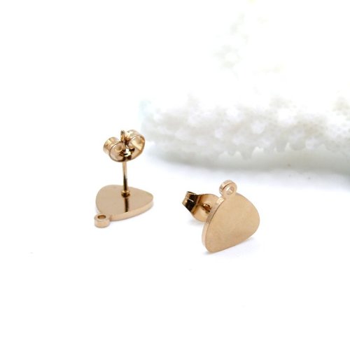 H11i20633g – lot de 4 boucles d’oreilles puce triangle avec anneau d’attache 11 mm – acier inoxydable 304 doré, ionique