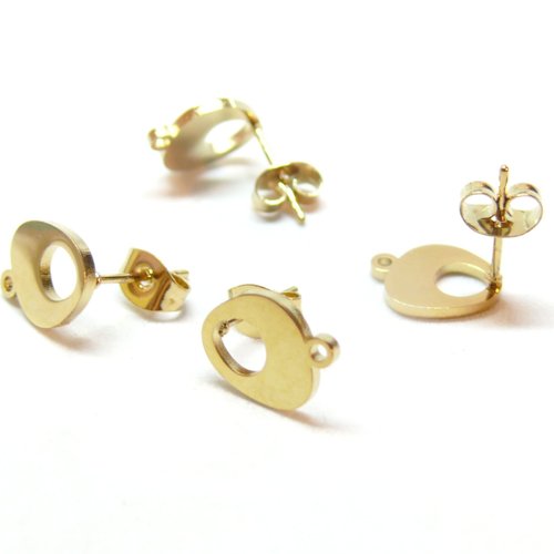 H11i20641g – lot de 4 boucles d’oreille puce géométrique avec attache – acier inoxydable 304 doré ionique