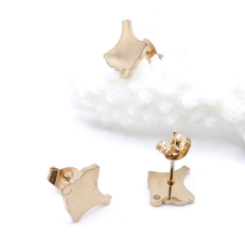 H11i20681g – lot de 4 boucles d’oreilles puce eventail avec anneau d’attache 11.5 mm et embouts acier inoxydable 304 doré, ionique