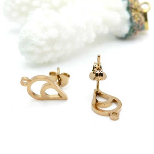 H11i20691g – lot de 4 boucles d’oreilles puce goutte avec anneau d’attache 13 mm – acier inoxydable 304 doré, ionique