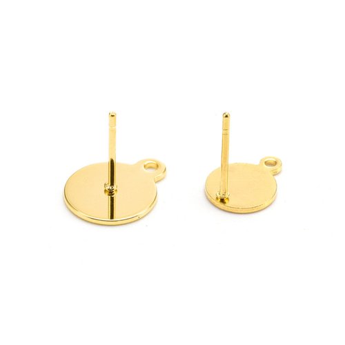 H11k1840201g – lot de 4 boucles d'oreilles puces 8mm avec trou – acier inoxydable 304 doré placage ionique