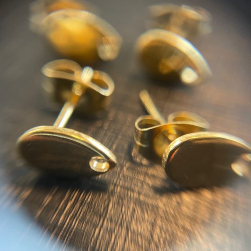 H11l21105b – lot de 4 boucles d’oreille clou mini goutte 10x6mm avec trou – acier inoxydable 304 doré placage ionique + embouts