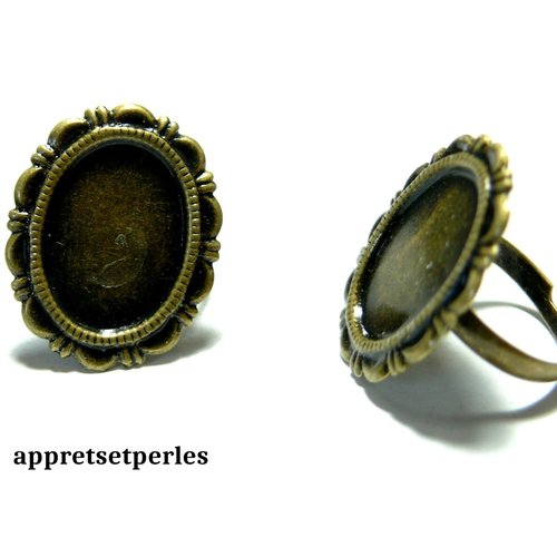 Ref21738 – lot de 4 supports bagues rétro plates 13x18mm laiton finition bronze