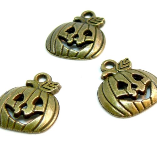 Ps110210093 pax 25 pendentifs breloque citrouille potiron halloween metal couleur bronze