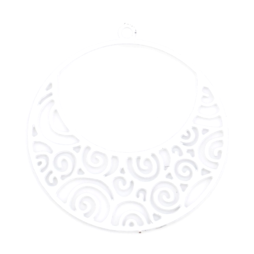 Ps11876740 pax 6 estampes pendentif filigrane spirale dans cercle 25mm métal finition blanc