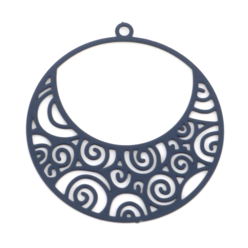 Ps11876742 pax 6 estampes pendentif filigrane spirale dans cercle 25mm métal finition gris anthracite