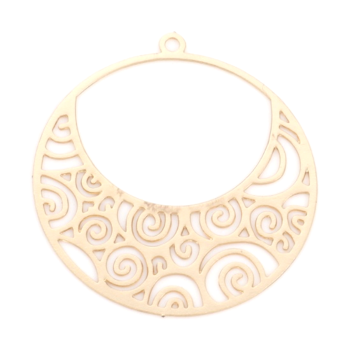 Ps11876737 pax 6 estampes pendentif filigrane spirale dans cercle 25mm métal finition doré