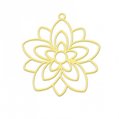 Ps11846906 pax 1 pendentif fleurs de lotus 30.5mm acier inoxydable 304 finition doré
