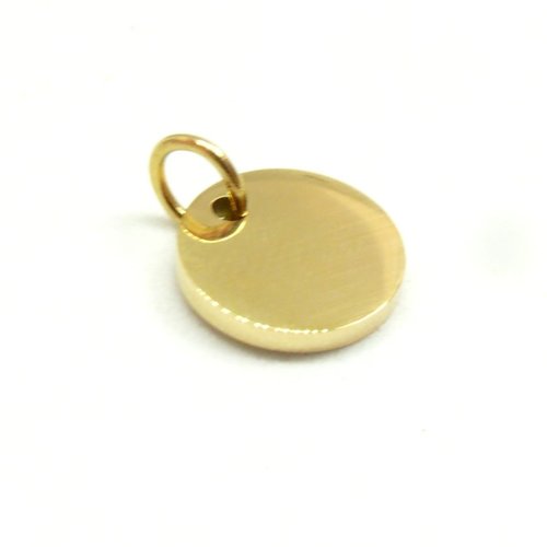 Ps110249724 pax 1 médaillon avec anneau 10mm  doré en acier inoxydable 304