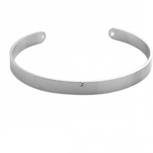 Ps110101259 pax 2 supports bracelet jonc avec petit anneau cuivre couleur argent platine rhodié