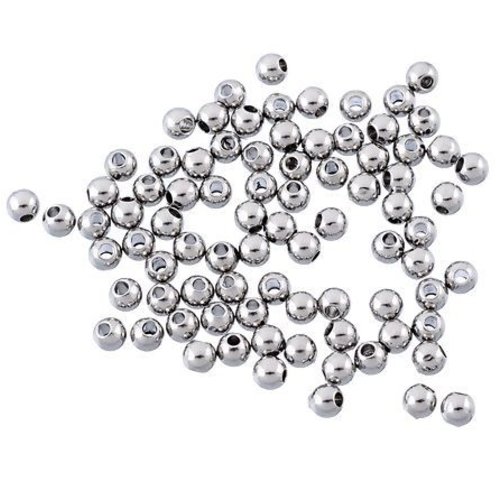 Hi6013p pax 40 perles intercalaires rondes 3mm trou 1mm en laiton argent platine placage sous vide