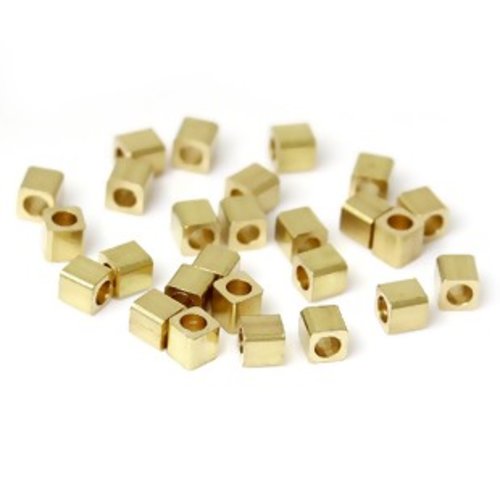 Ho133209ag pax 20 perles intercalaire cube 2mm laiton placage doré 24kt