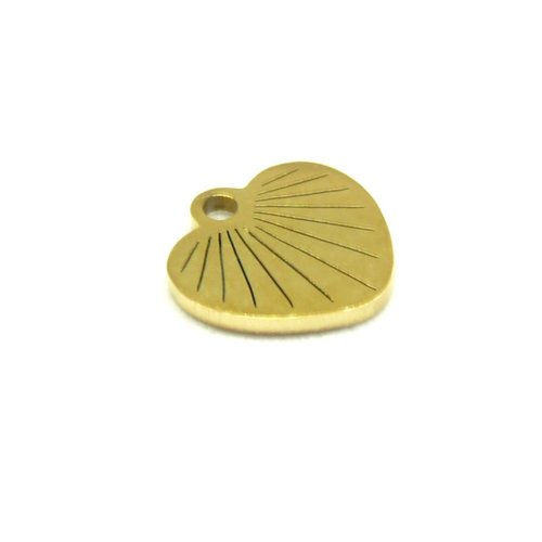 Ps11843143 pax 1 pendentif petit cœur  art déco 10mm -  en acier inoxydable 304 finition doré