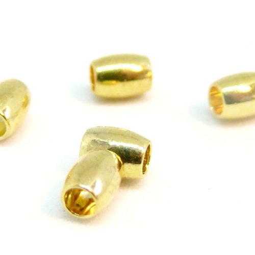 Ps1173043 pax 25 perles intercalaires tonneau  4mm lisse cuivre finition doré