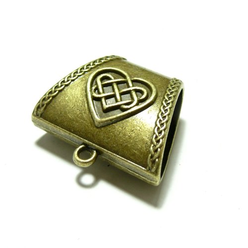 Ref 2b3132 lot de 2 grandes bélières accroche foulard, laiton finition bronze