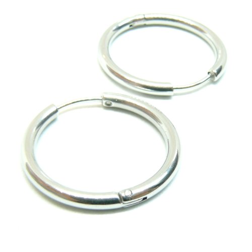Bu11210615144121 pax 4 créoles rondes 12mm, épaisseur 2mm, acier inoxydable 304 finition argenté